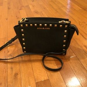 Michael Kors black and gold stud crossbody